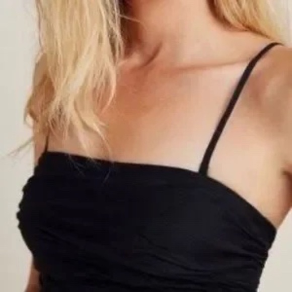 Anthropologie Midi Dress "Luiza" Black Cotton w/Spaghetti straps/Strapless Sz 8 - Picture 2 of 15